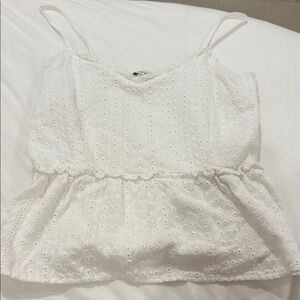 Cream Smocked Peplum Camisole Top